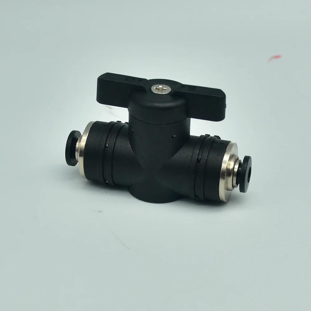 BUC Black 4mm 6mm 8mm 10mm 12mm Pneumatic Push-In Quick Joint Fittings Manual Ball Valve Hand Turn Switch Connector
