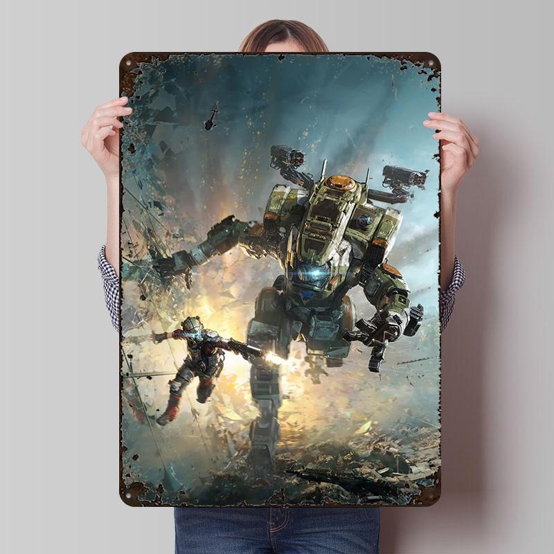 Игровой Постер TitanFall Настенное Искусство на Заказ Ретро Винтажные Металлические Жестяные Вывески для Украшения Дома Гостиной Настольного Декора
