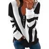 YYFS Women's Fashion Casual Colour Block Print Fall Winter Long Sleeve V-Neck Pullovers & Long Sleeves
