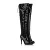 Sexy Over The Knee Boots Patent Leather Velvet Round Toe Lace Up Zip Platform Thin Heel