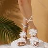 Fashion Comemore Summer New Flat Bottom Cross Strap Sandals for Women Large Size Bohemian Style Flowers Casual Beach Sandales Femmes