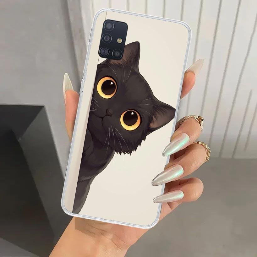 Милый котенок Мультяшный чехол для телефона Samsung Galaxy A52 A42 A32 A22 A12 A02S A72 A51 A50S A41 A31 A21S A71 A40 A30S A20S A10S