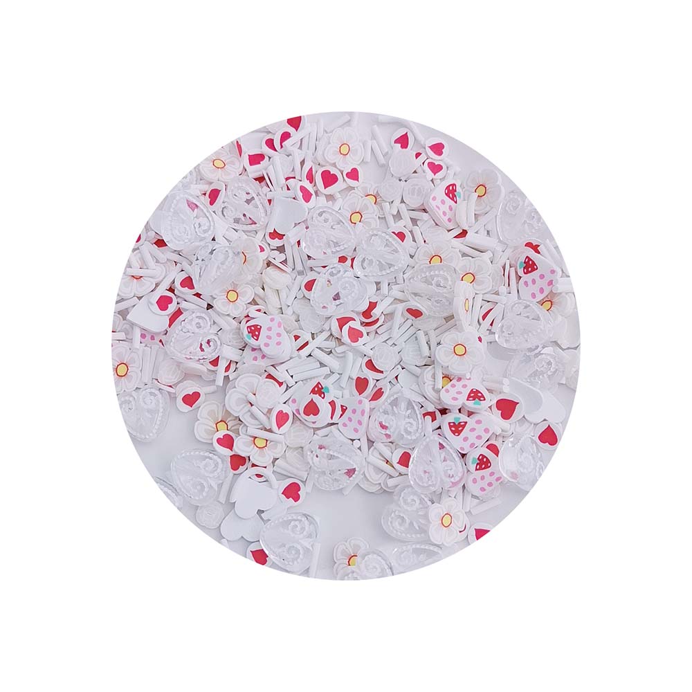 1kg White Heart Mixed Flowers Scrapbooking DIY Soft Clay Pieces Fun for Kids and Adult Crafting