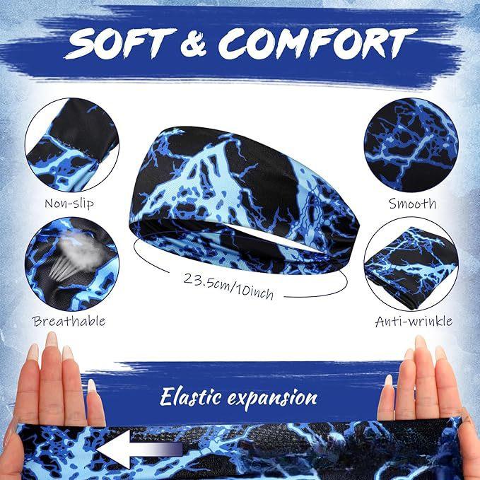 Sports Headband Men Women Printed Wide Sports Sweatband Stretch Elastic Fitness Gym Running Tennis Headwrap Yoga Hair Bands 1pc