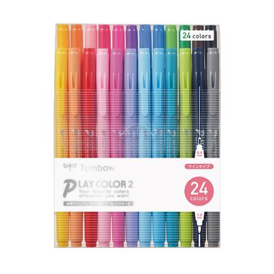 Tombow Play Color 2 Маркеры 24 Цвета Толстые Водные Ручки, (Двусторонний, и тонкий) GCB-012