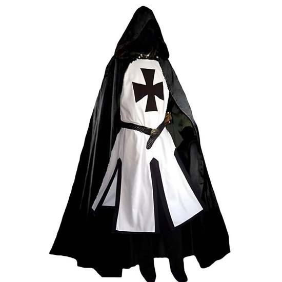 Мужской средневековый костюм крестоносца ручной работы, плащ и туника рыцаря-тамплиера на Хэллоуин, ренессанс