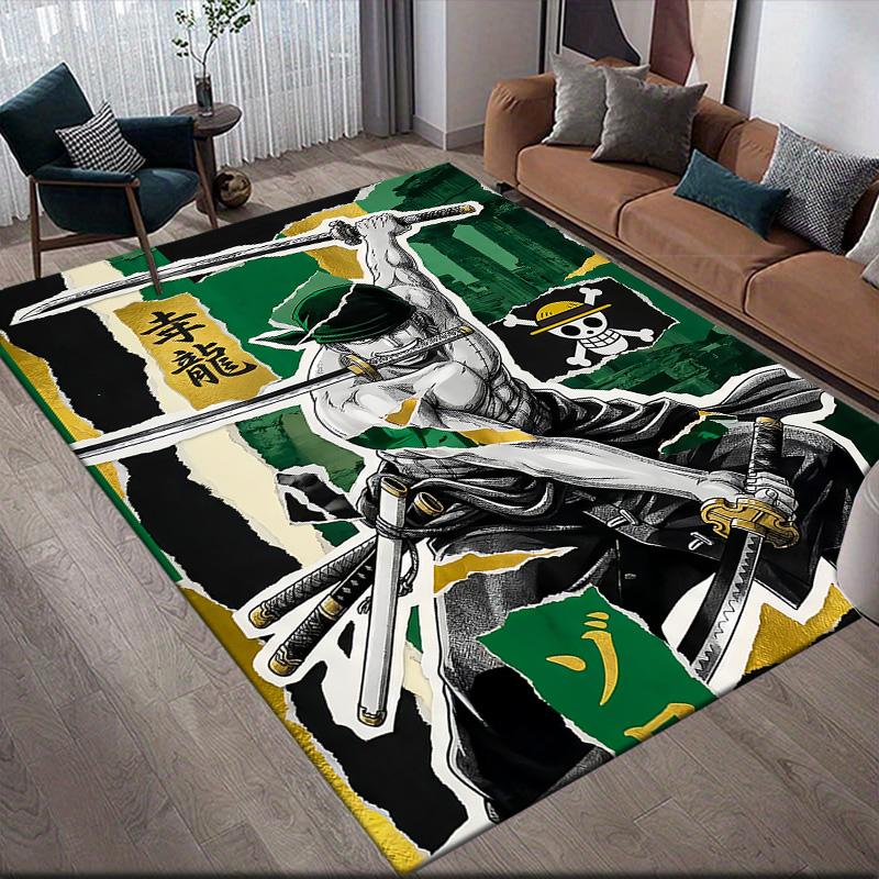 Zoro Theme Anti-Slip Floor Mat, Rectangular Carpet for Bedroom, Sofa Area & Living Room, Perfect Home Decor