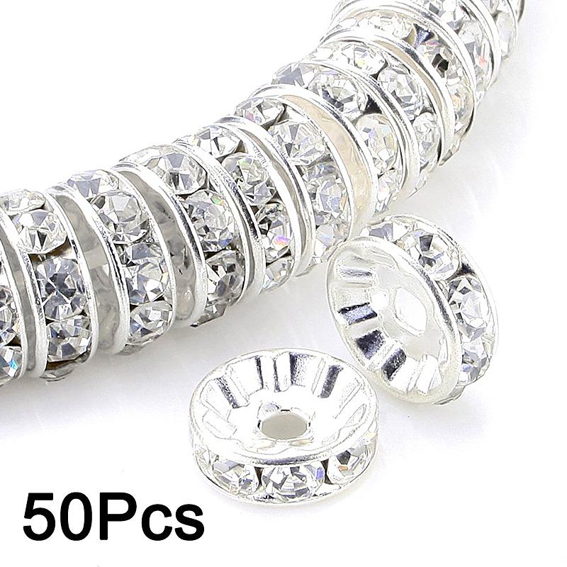 50 шт. Колесо-проставка с бриллиантовой инкрустацией, расстояние между бусинами 8 мм, материал для DIY, аксессуар для ювелирных изделий ручной работы для браслетов и ожерелий