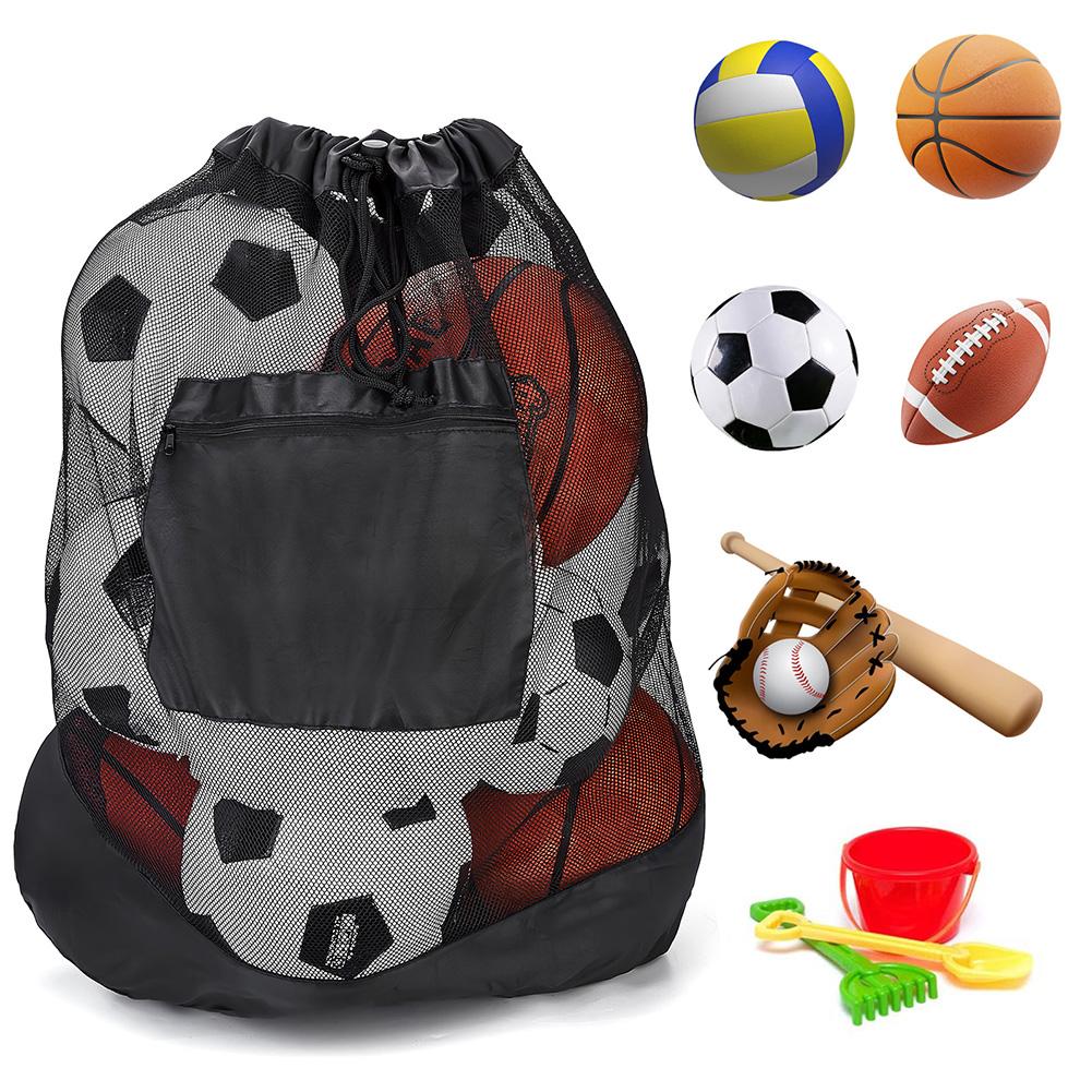 Mesh Socce Ball Bag Sports Equipment Bag Secure Side Pocket with Shoulder Strap for Holding Basketball Volleyball