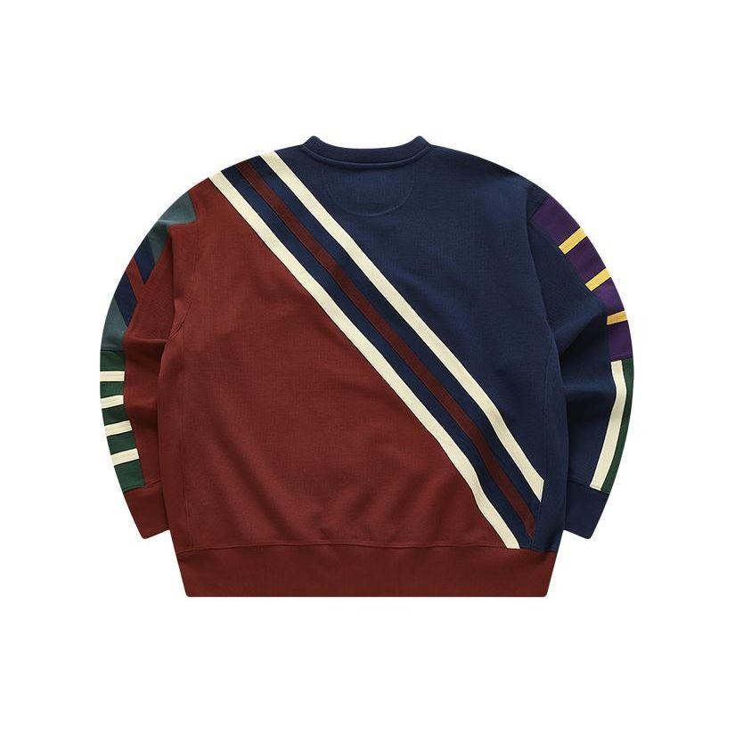Fila Fusion X FACETASM Американский стиль Полосатая Цветовые блоки Круглый вырез Свободная толстовка Унисекс толстовка Hannis-Blue T11U417202F-NV