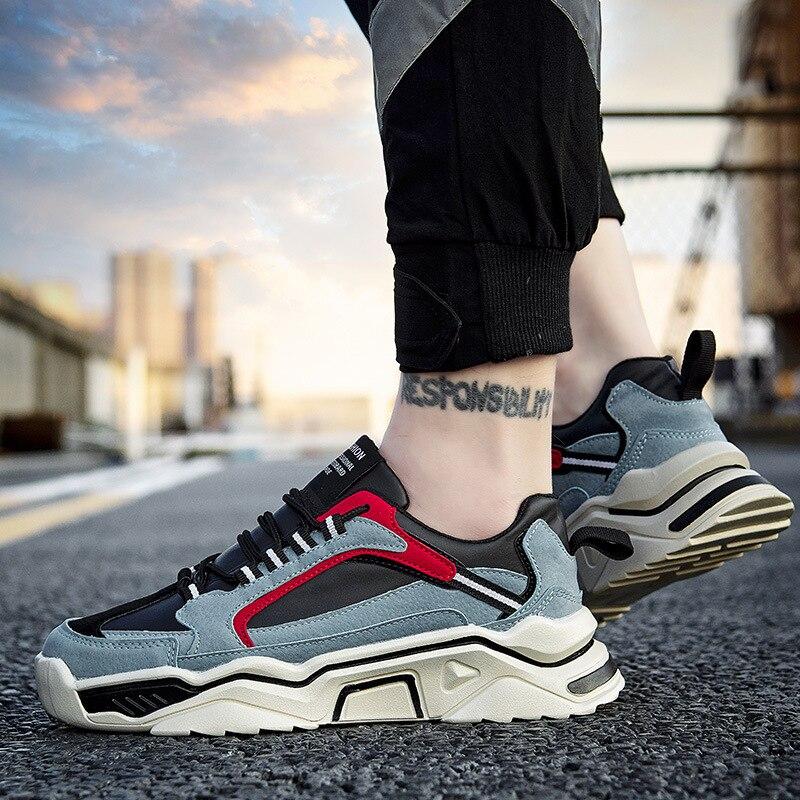 Men's Casual Shoes Running Shoes Shock-resistant Tennis Shoes Waterproof Platform Design Artificial Leather Men Sneakers