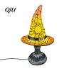 Halloween Desk Decor Stained Glass Witch Hat Lamp, Table Lamp with Inline Switch, USB Powered Small Bookshelf Accent Light Style for Bedroom