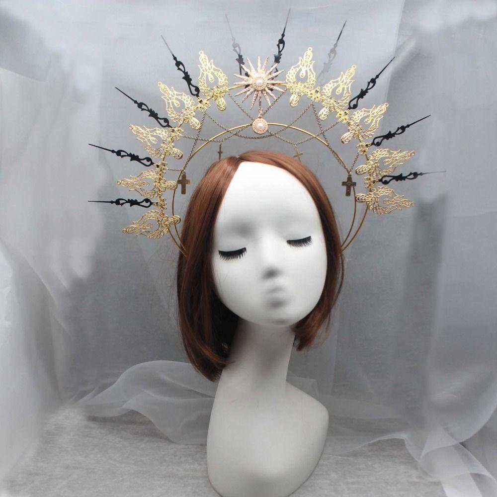 Parts Vintage Gothic Lolita Tiara Sun Goddess Headwear DIY Crown Material Kits Wedding Headpiece