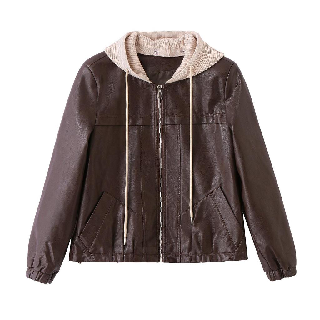 Women's Retro Sheepskin Leather Hooded Short Jacket - Autumn/Winter 2025