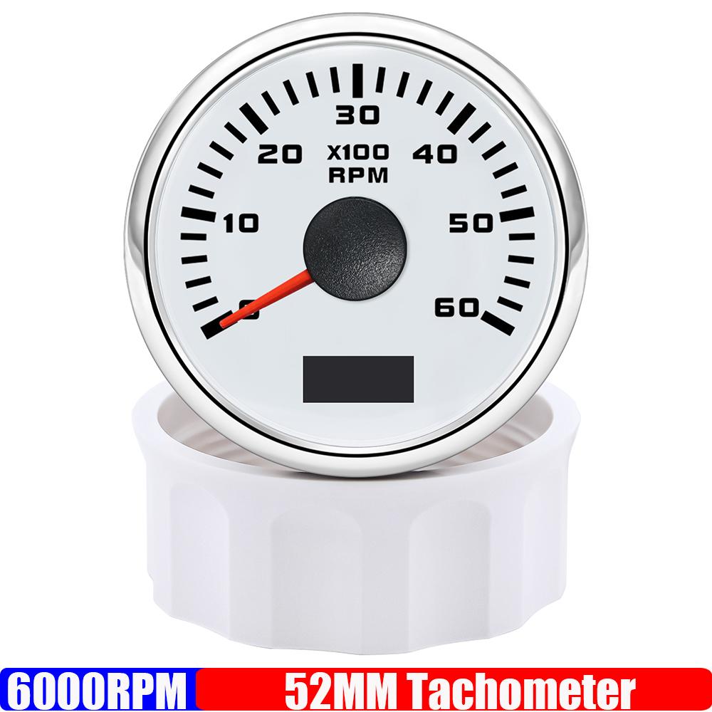 2" 52mm Tachometer 3000RPM 4000RPM,6000RPM,70000RPM,8000RPM Tacho Gauge Red Light RPM Meter for Boat Marine Car 12V24V