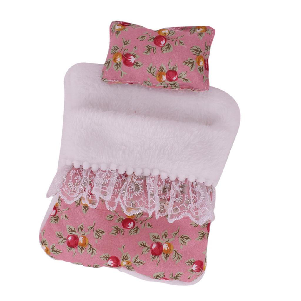 Fashion Flower Pattern Doll Bed Set with Pillow And Sleeping Bag For Labubu Plush Figure Dolls 17cm Ball Joint Dolls