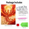 Phoenix pearl painting kit features 5D pearls and a mystic bird mosaic art style. perfect for elegant home wall decoration.