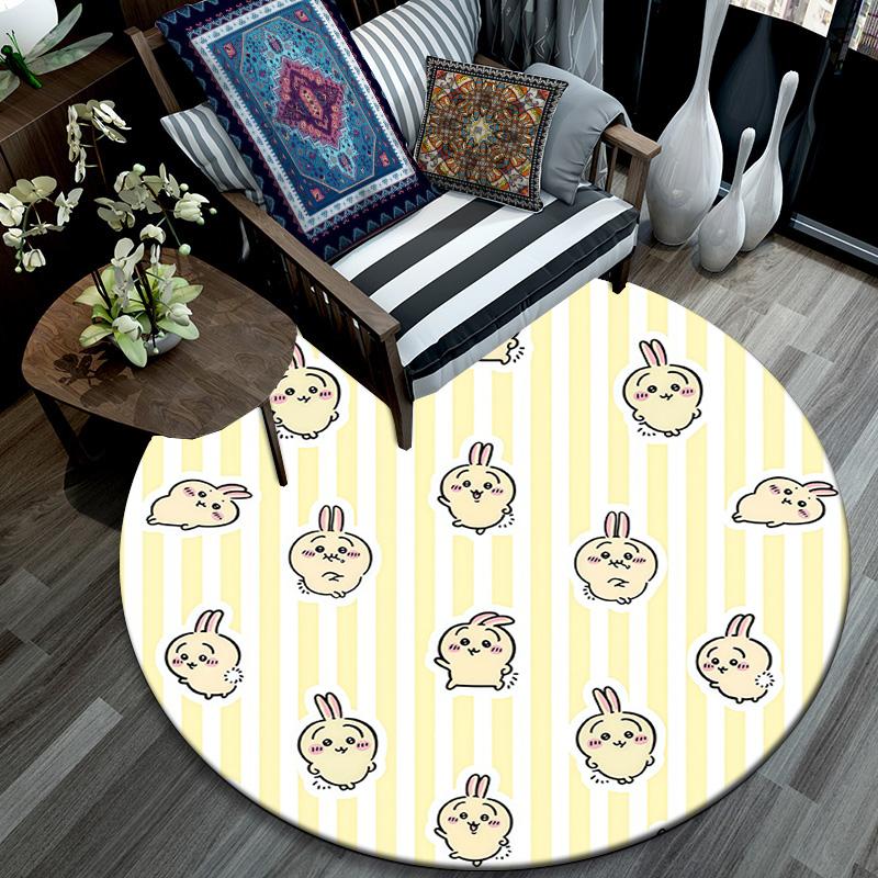 Usagi Round Area Rug,Carpet Rug for Living Room Bedroom Sofa Playroom Decor,Non-slip Floor Mat
