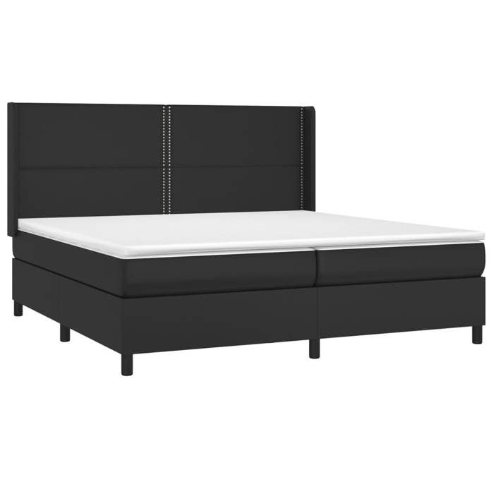 Maison Exclusive - Sommier à lattes de lit avec matelas Noir 200x200 cm Similicuir