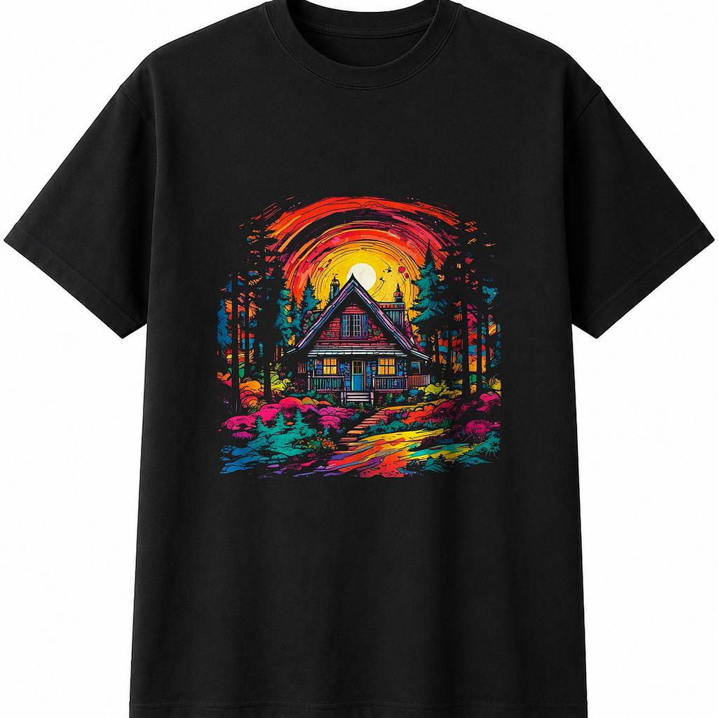 Cottage in Woods Cottagecore Mens Womens T-Shirt Unisex Novelty Gift Tee Funny