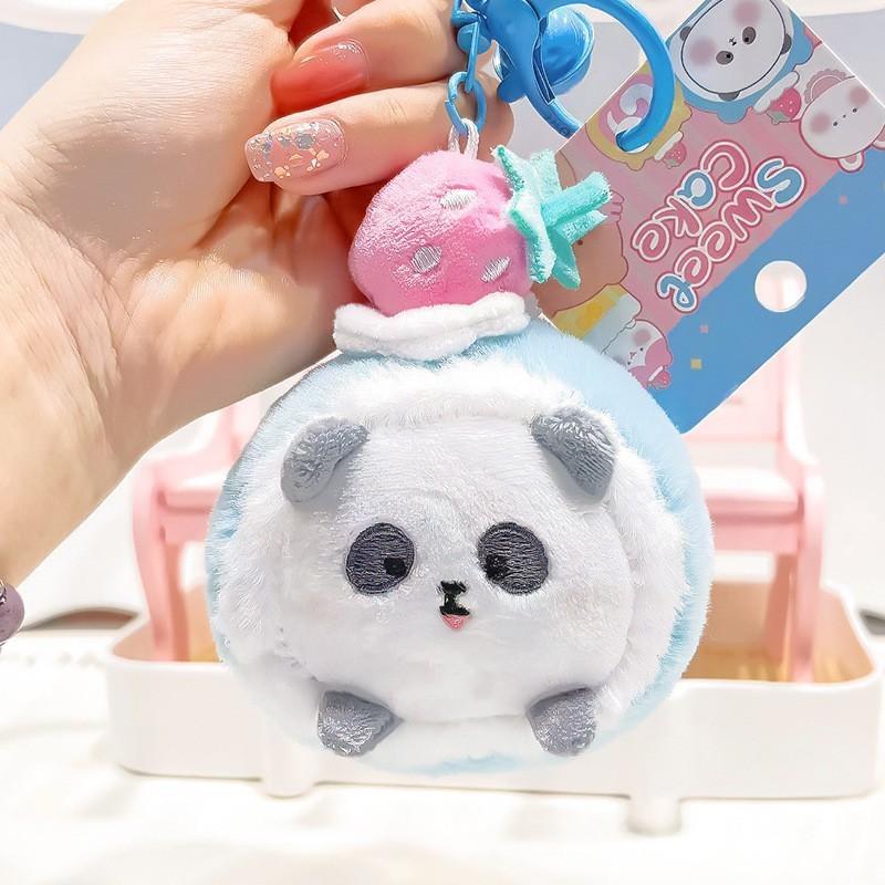 Cute Sweet Cake Plush Cake Roll Keyring Soft Plush Doll Keychain Adorable Gift