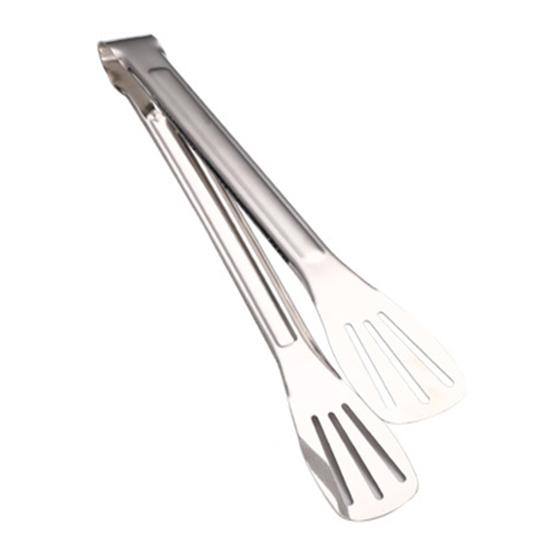 Stainless Steel Food Tongs Heat-Resistant Serving Tongs for BBQ Buffet Non-Slip Handle Food Clamp with Oil-Draining Holes