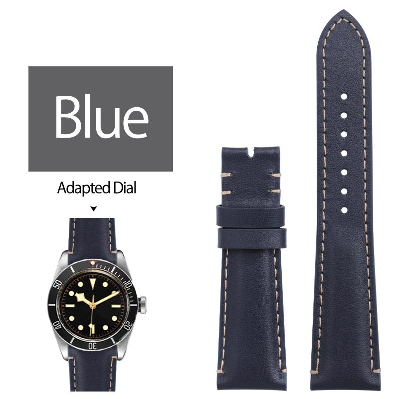 Мягкий винтажный кожаный ремешок для часов 22 мм Для Tudor Strap Black Bay 1958 41 мм GMT Pelagos Складная пряжка Черный Коричневый Синий Браслет