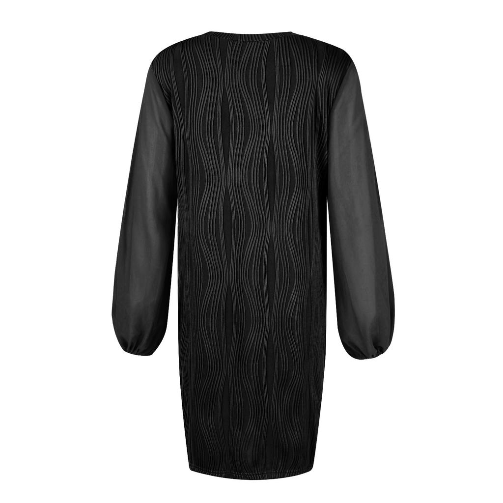 Женское модное повседневное однотонное свободное платье миди с длинным рукавом и v-образным вырезом