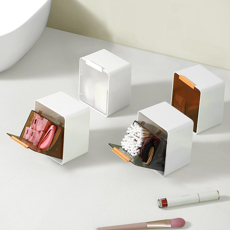 Cotton swab storage box, bathroom wall hanging, no punching, flip cover, cotton pad remover, cotton box, headrope storage box.