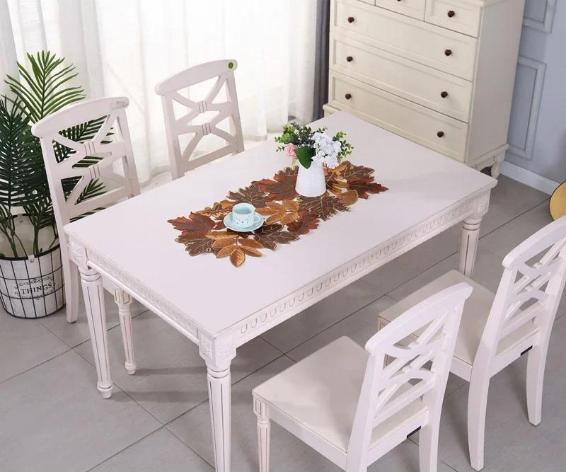 Autumn Maple Leaf Hollow Embroidery Table Runner Farmhouse Thanksgiving Harvest Decor Rustic Long Table Decoration Placemat