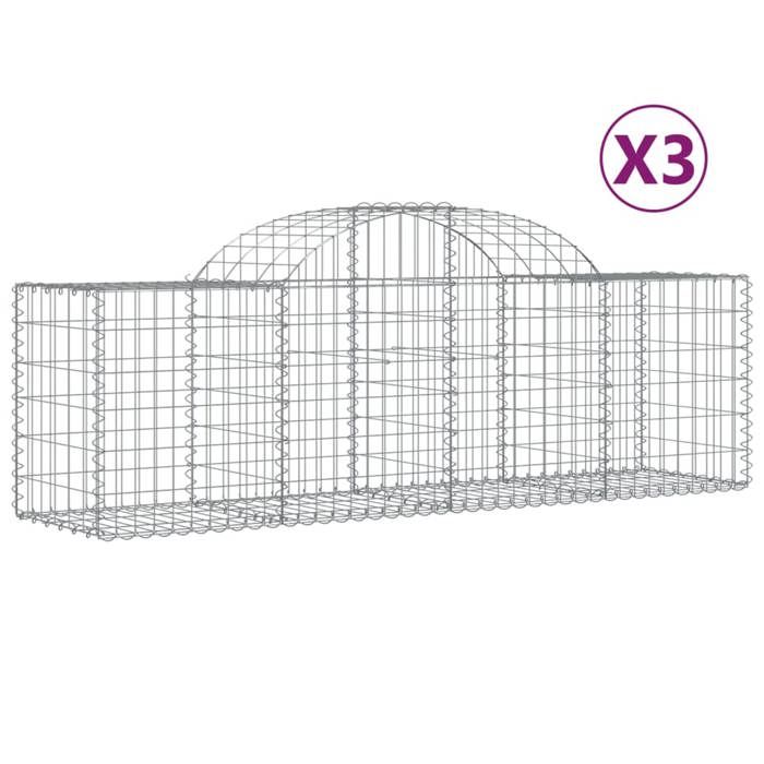 VidaXL Curved Gabion Baskets 3 Pcs 200x50x60/80 Cm Galvanized Iron, Gabion, Gabion Cage, Gabion Wall Basket, Wall of 3146279