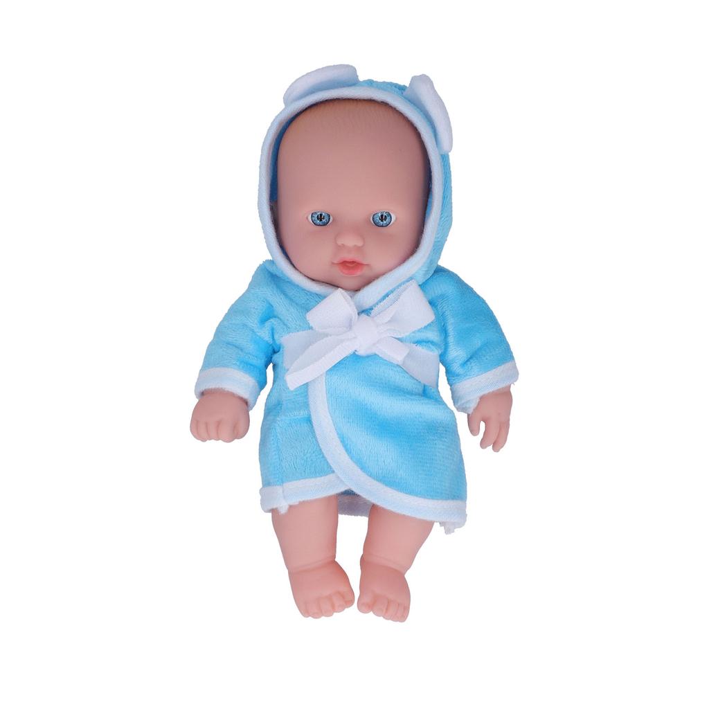 Soft Body Baby Doll Lifelike Newborn Baby Doll Simulation Reborn Baby Doll 8 InchesBlue Gown