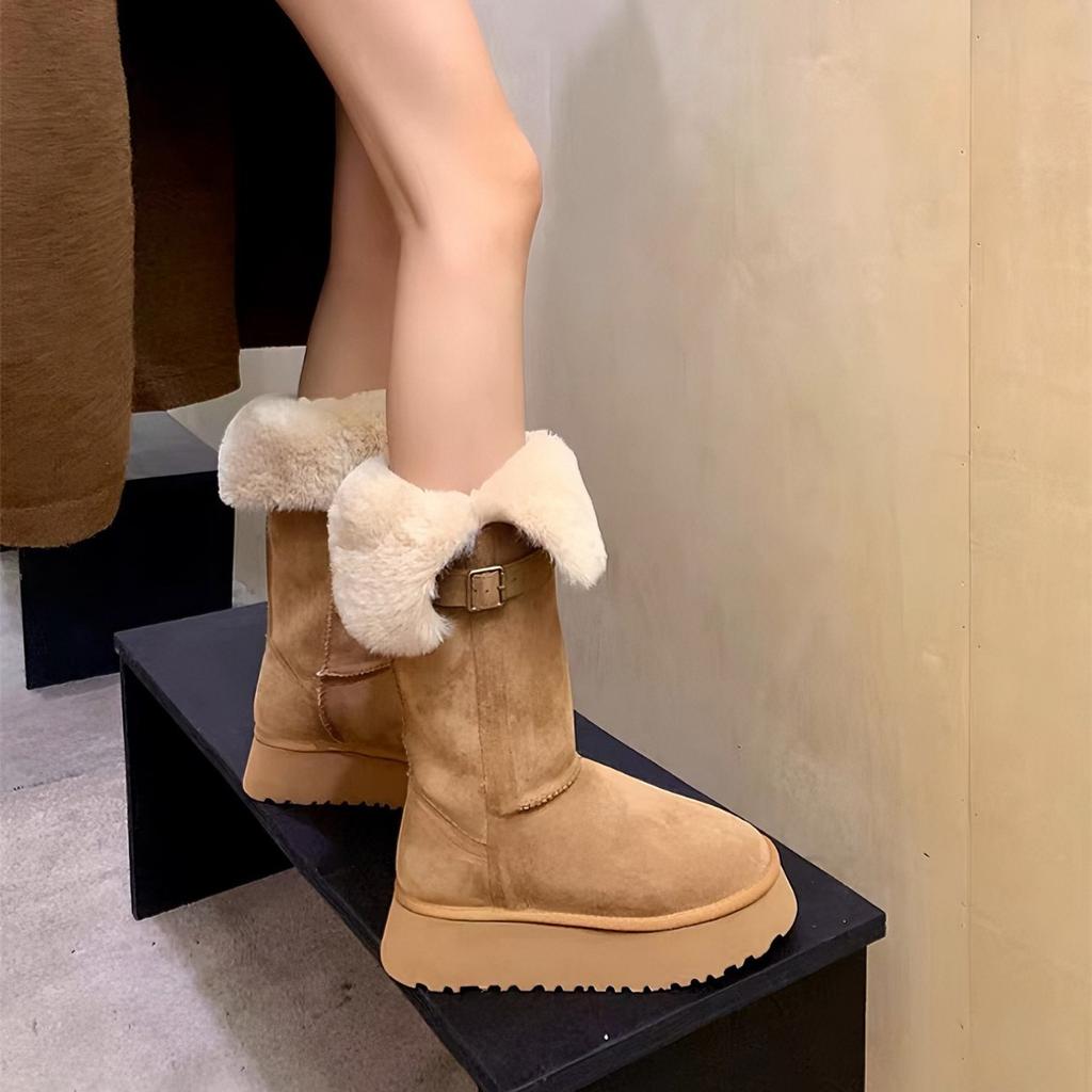 Cowhide Version~ Winter Northeast Thickened and Velvet Two Wear Snow Boots for Women, Thick-soled and Thin, But Knee Boots Non-slip