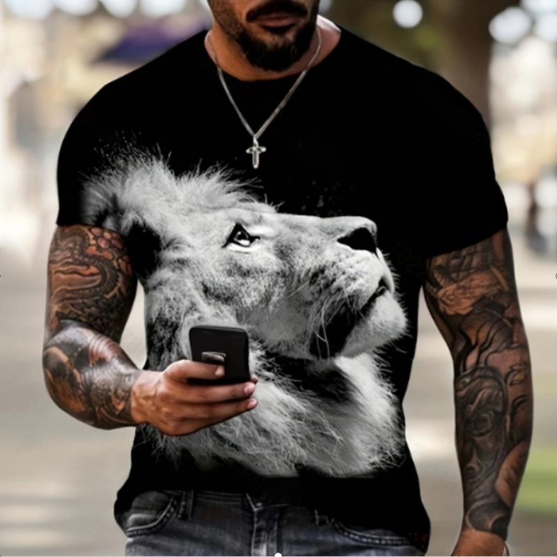 Мужская футболка с 3d принтом волка, свободная повседневная молодежная модная модная футболка с коротким рукавом с круглым вырезом