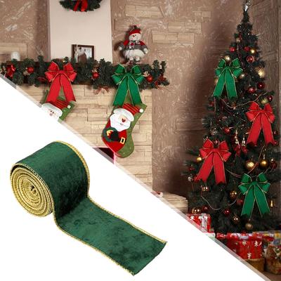 Рождественская лента с атмосферой, декоративная атласная лента с проволочным краем, 2,5 дюйма