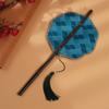 Rollable Long Handle Fan Rotatable Group Fan Portable Chinese Bamboo Waist Fan  Gifts