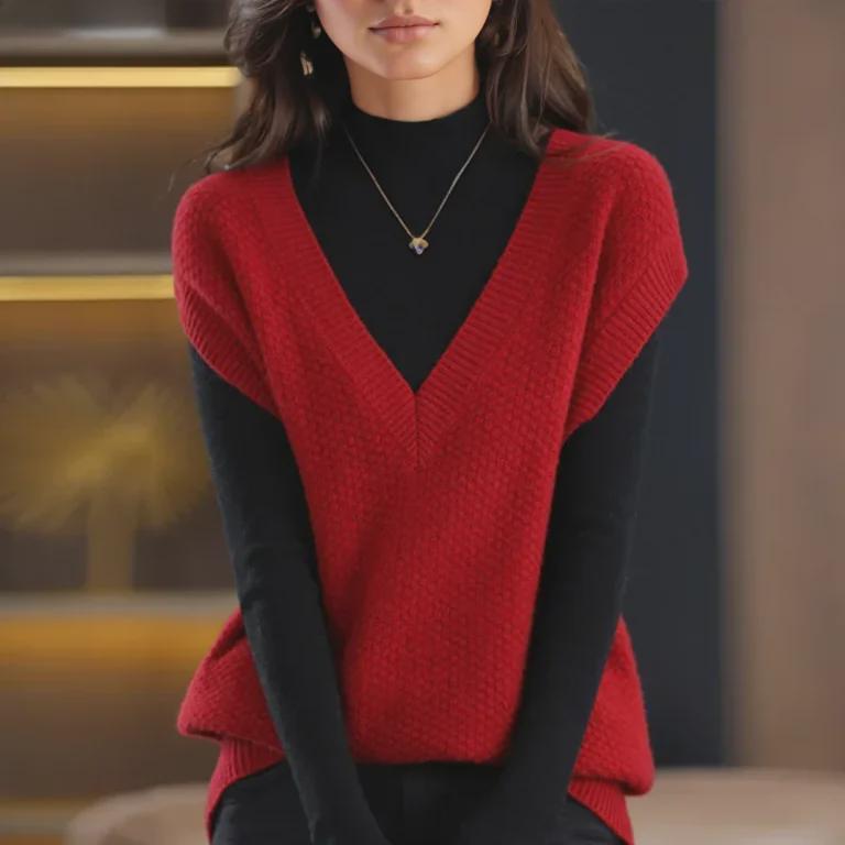 Женский мягкий вощеный трикотажный жилет - весна 2023 года, свитер с V-образным вырезом, жилет для весны и осени