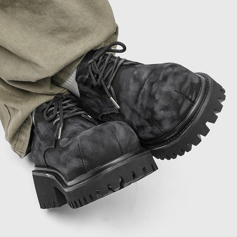 Новые мужские повседневные туфли из выбеленного денима, увеличивающие рост, кожаные туфли с большой головой, весенне-осенние однотонные туфли для взрослых