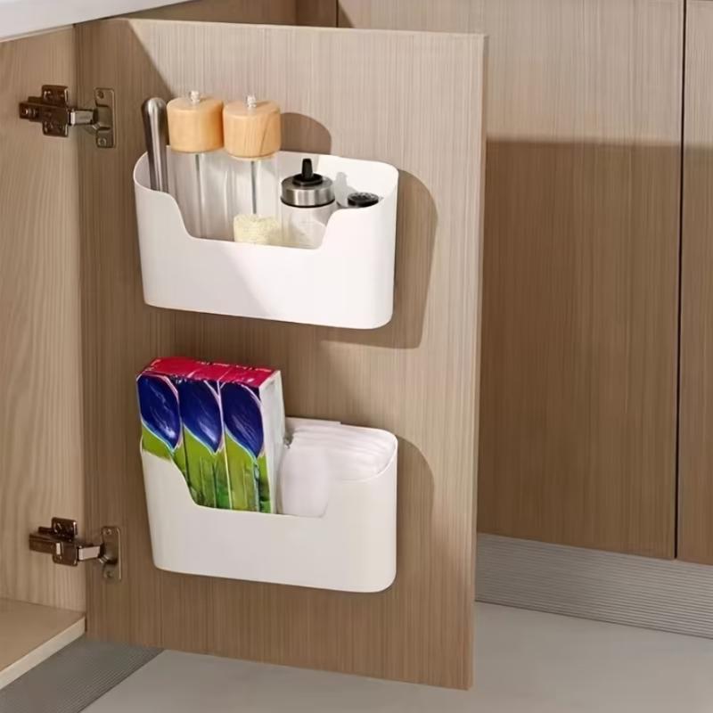 Wall-Mounted Office Cabinet with Door Storage Box, Fresh-Keeping Film And Storage Bag Cabinet Hook,for Office And Kitchen