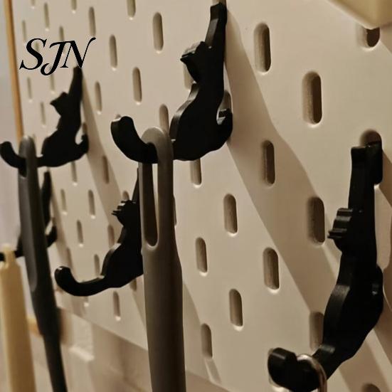 Cat Shaped Wall Hangers 4PCS for Pegboard, Organizer Decorative Storage Perforated Board Accessories Hooks, Stable PLA Structure Holders Home