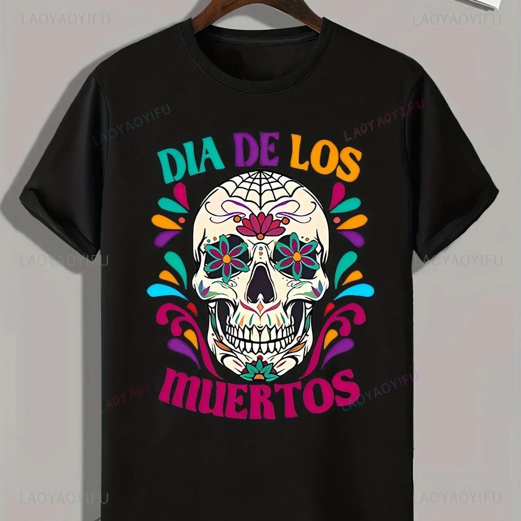 Мексиканский День мёртвых ''DÍA DE LOS MUERTOS'' Футболка с принтом Мужская графическая футболка Повседневные удобные футболки на лето Женская одежда
