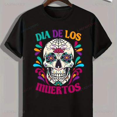Мексиканский День мёртвых ''DÍA DE LOS MUERTOS'' Футболка с принтом Мужская графическая футболка Повседневные удобные футболки на лето Женская одежда