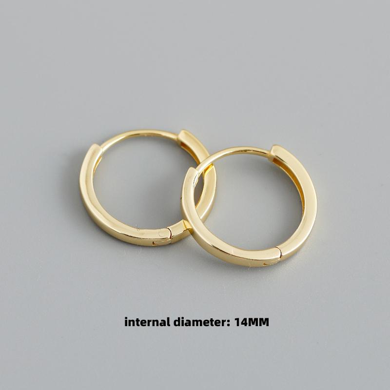 Gold Plated 925 Sterling Silver Hoop Earrings Women Trendy Ear Bone Perforated Design for Weddings