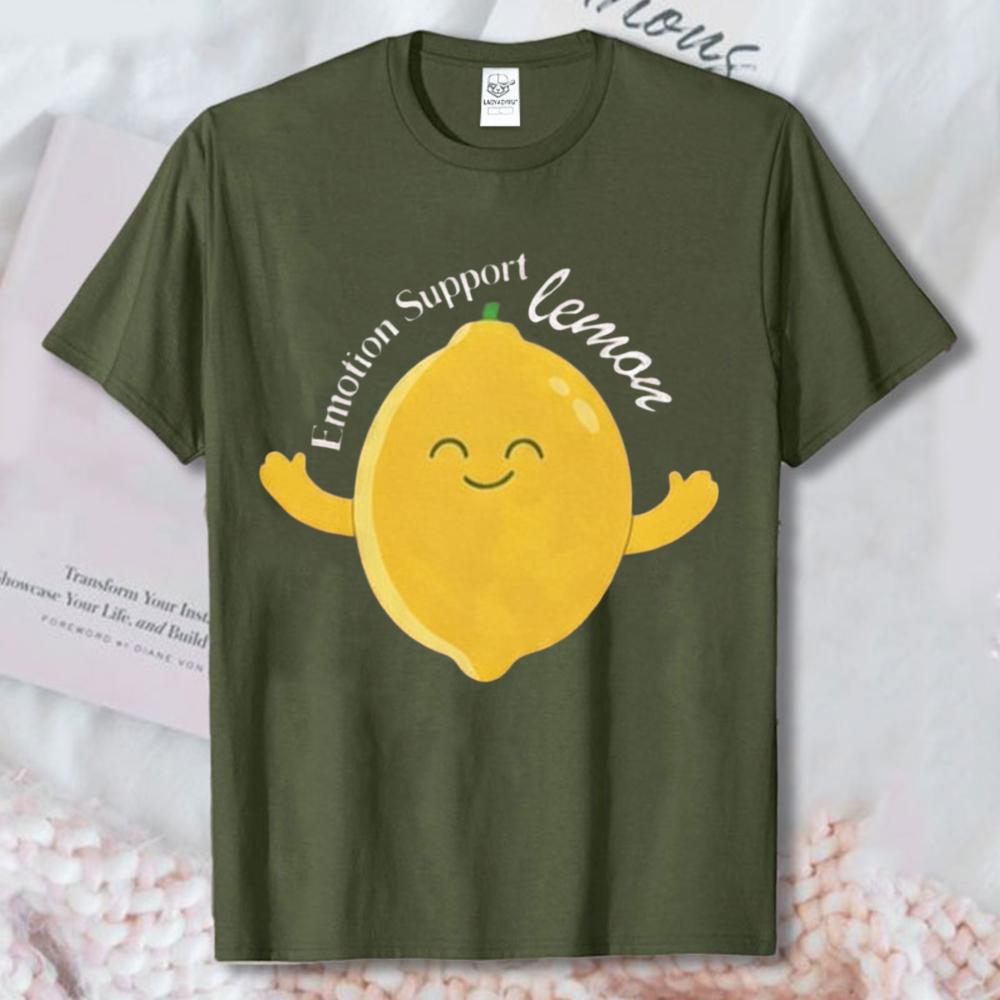 Emotion Support Lemon Graphic Tshirt Kawaii Fruit Tee Cute Fruit Hug Hugging Unisex Unisex Streetwear Shirt Unisex Cotton Shirt
