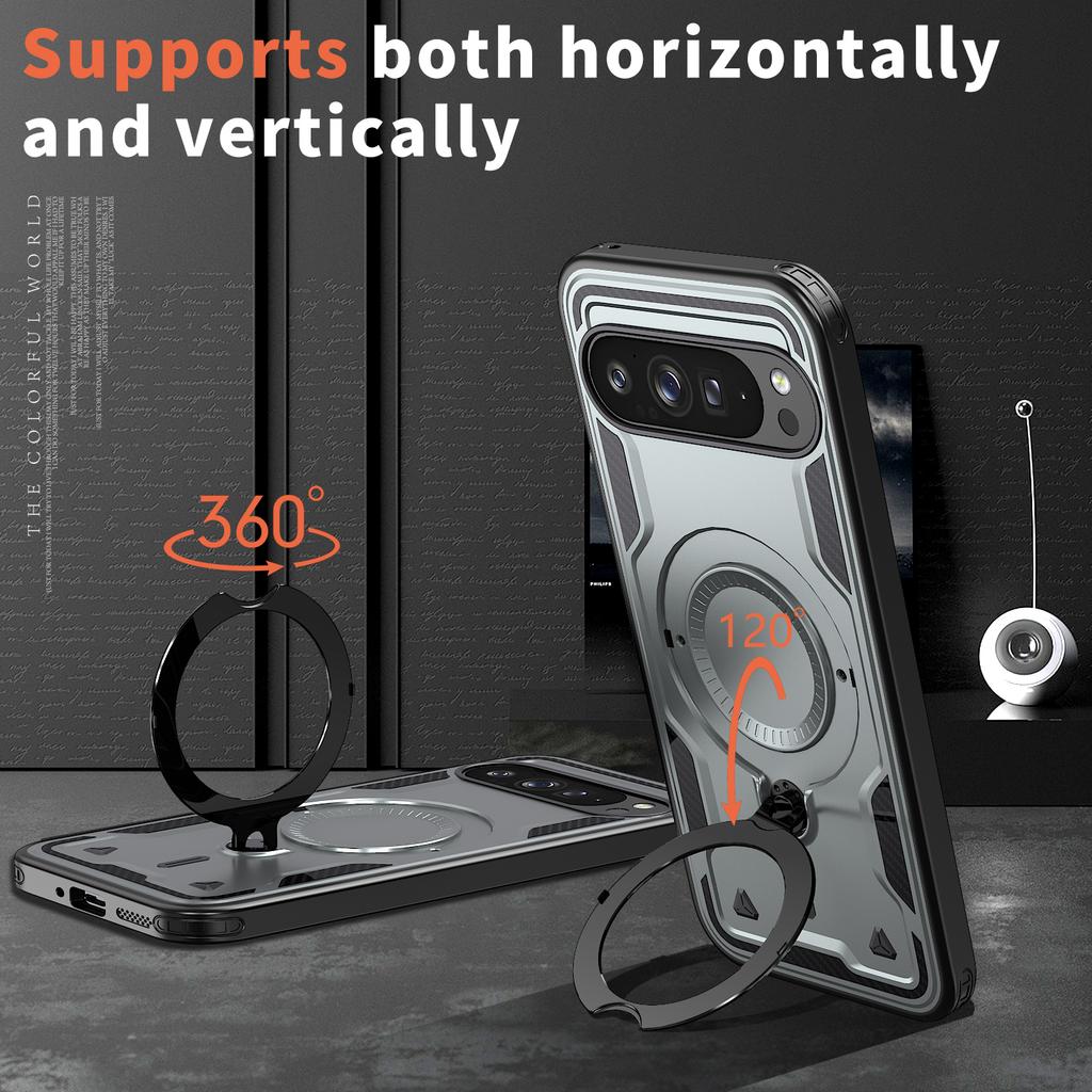 Противоударный бампер для Google Pixel 9 Pro XL 9A с магнитным кольцом-подставкой, чехол для телефона Google Pixel 10 Pro XL, двухслойная крышка