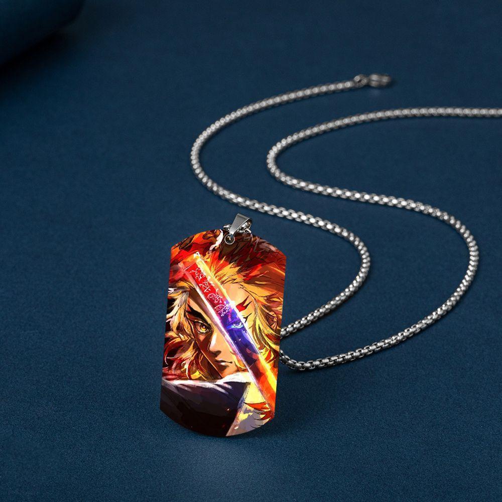 Tanjiro Nezuko Inosuke Zuhira Stainless Steel Color Printed Necklace Collection Holiday Gifts