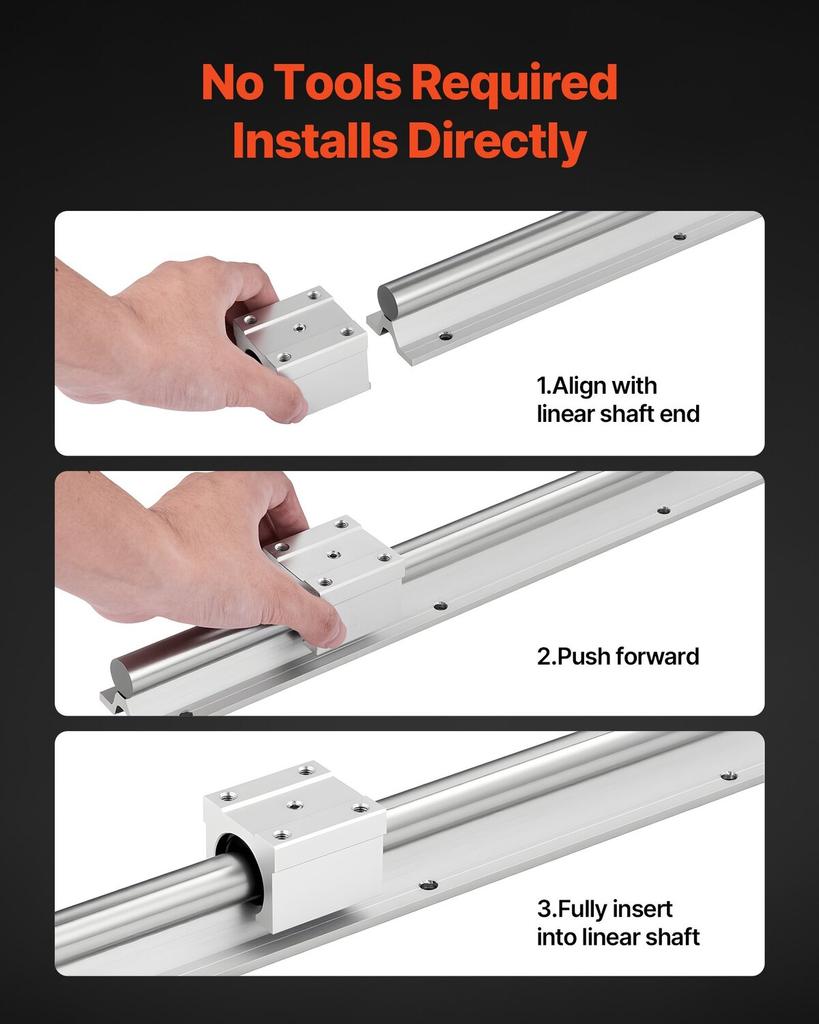 Linear Rail Kit, SBR25, 2Pcs 1200 mm (47.24 inch) Linear Motion Guide Rails and 4Pcs Bearing Slide Blocks, Fully Supported Shaft, for Cutting,