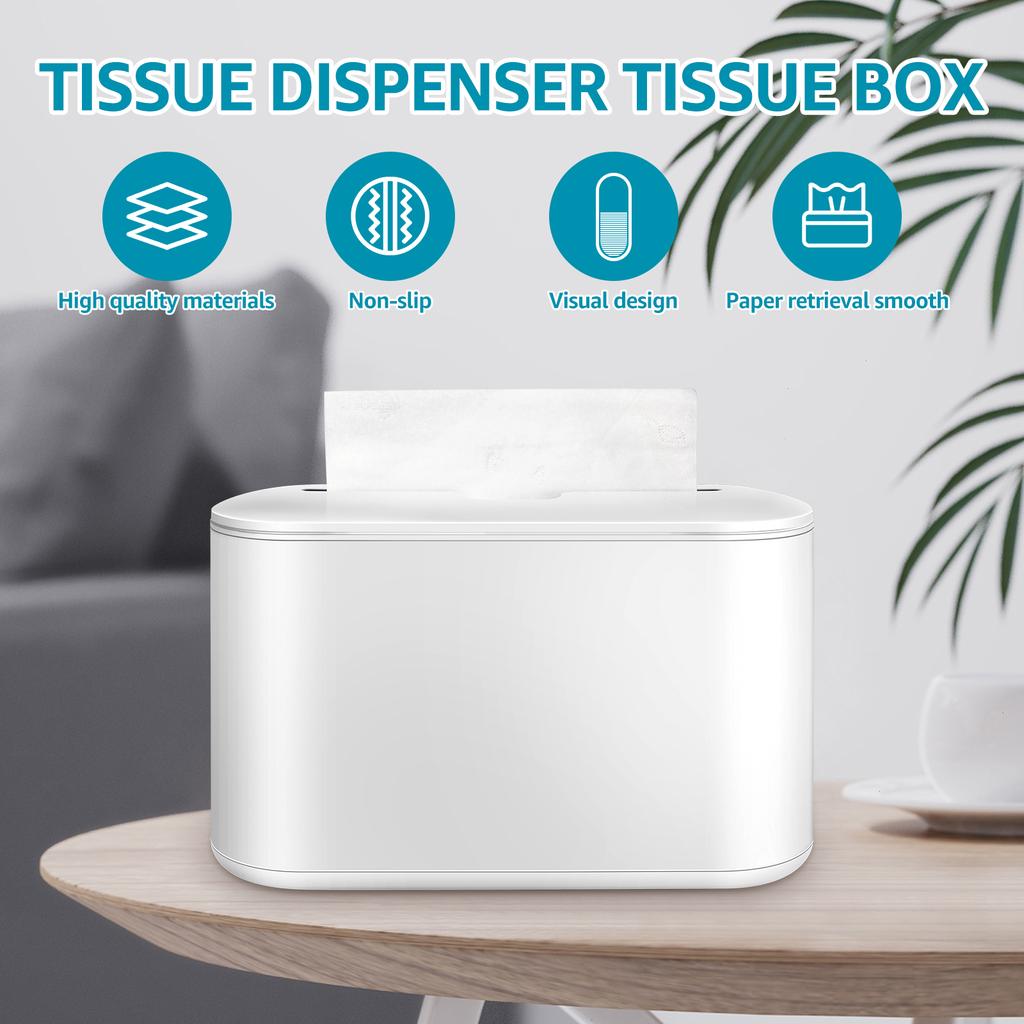 Tissue Box ABS Square Wet Tissue Paper Dispenser Non-Slip Bottom Portable Napkin Holder with Visible Window for Kitchen Bathroom