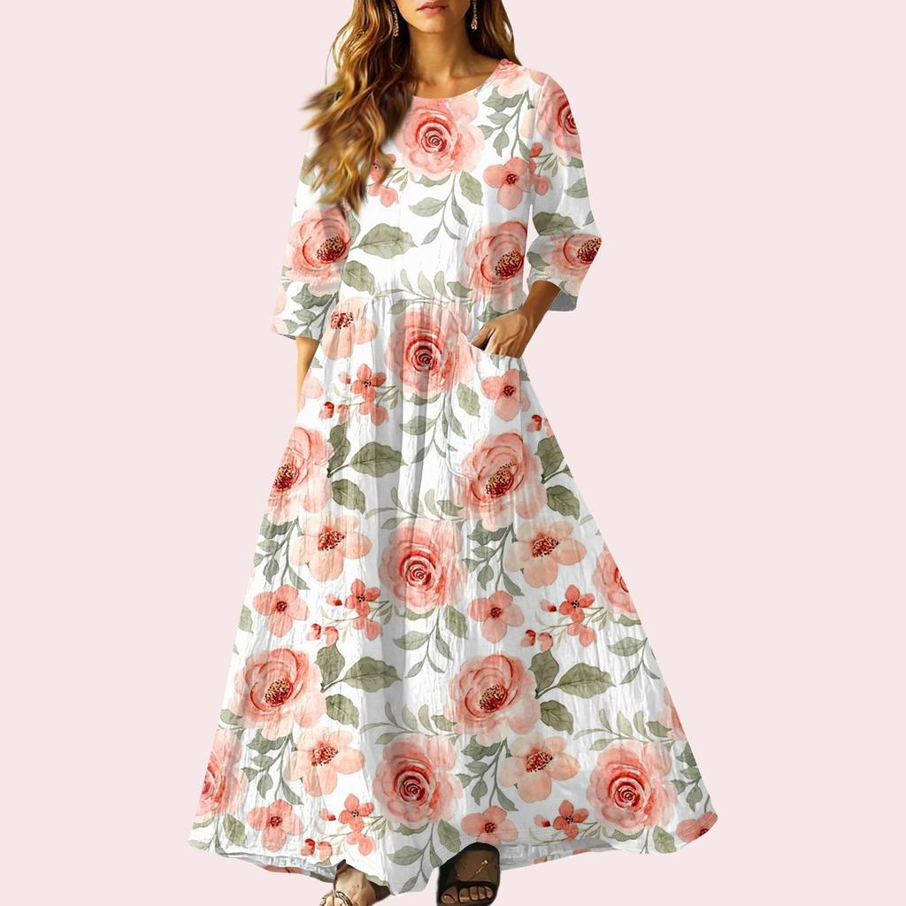 Women's Retro Ethnic Style Ribbon Embroidered Sleeveless Linen V-neck Maxi Dress