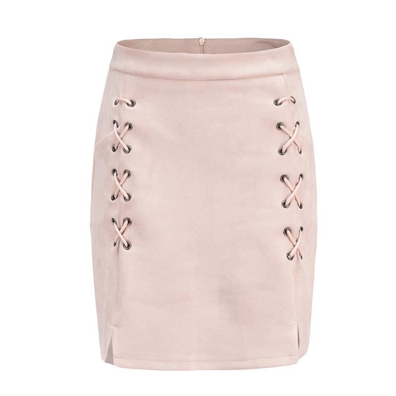 Женская мини-юбка на молнии с высокой талией, бандажная, с замшевой отделкой, однотонная, облегающая бедра